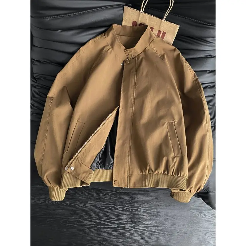 New 2026 Retro Stand Up Collar Jacket for Men's Spring, Loose and Handsome