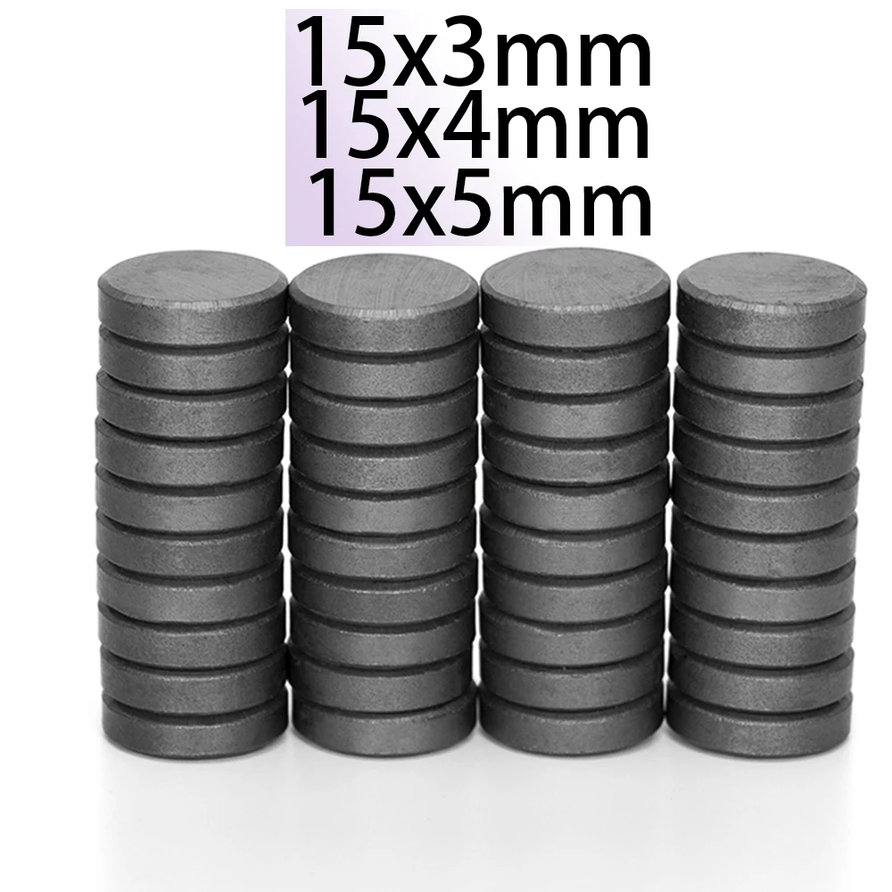 

20-100pcs 15x3mm 15x4mm 15x5mm 15x3.5 Round Magnets Black Permanent Ferrite N35 Fridge Rare Earth Magnetic Iman Aimant Bulk