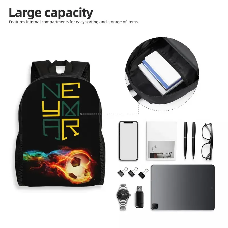 Neymar JR Football 3D Printing Backpacks for Boys Girls Soccer College School Travel Bags Men Women Bookbag Fits 15 Inch Laptop