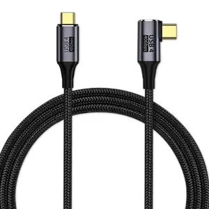 Bilashmart 90 Degree Type C To USB C Cable 100W USB 4.0 Type C Data Wire PD Fast Charging Cable Charger Right Angle 30cm 8k 60hz