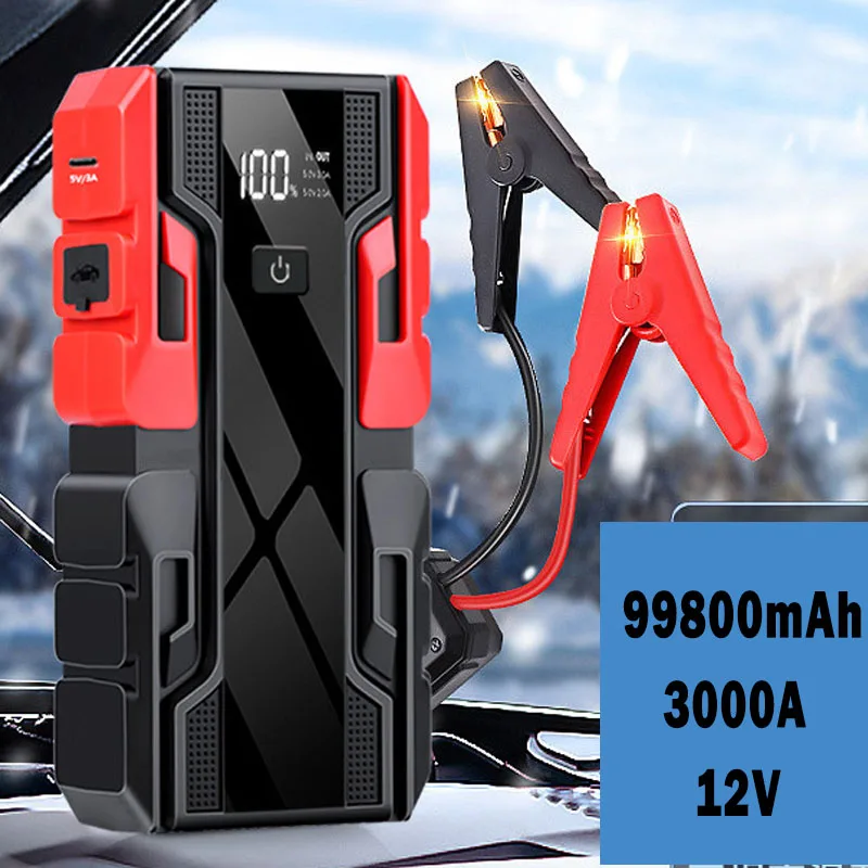 

99800mAh 12V Car Jump Starter Car Battery Starters Portable Power Bank 12V 3000A Starting Device Booster Petrol Diesel Car