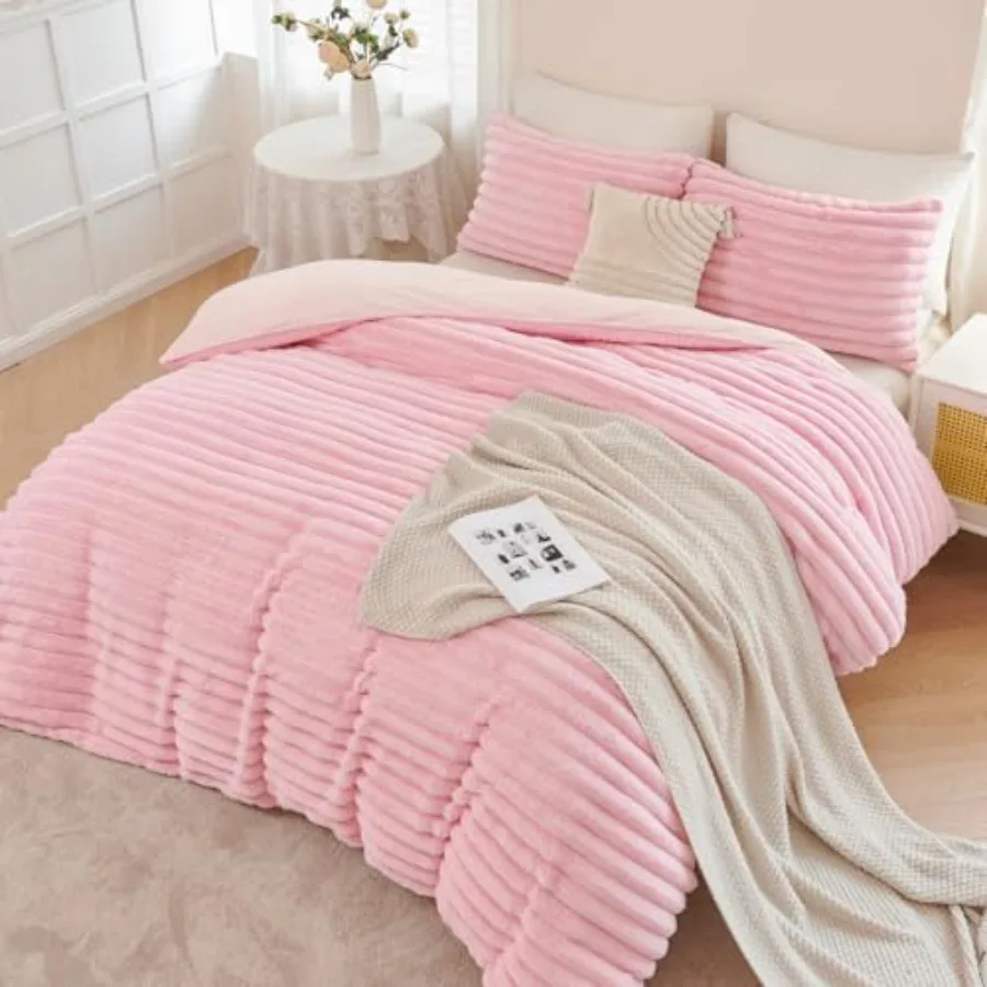 

Fluffy Duvet Cover Set Size 3 Pieces Plush Shaggy Faux Fur Bedding Cover Set for Girls Teens Furry Comforter Cover Set