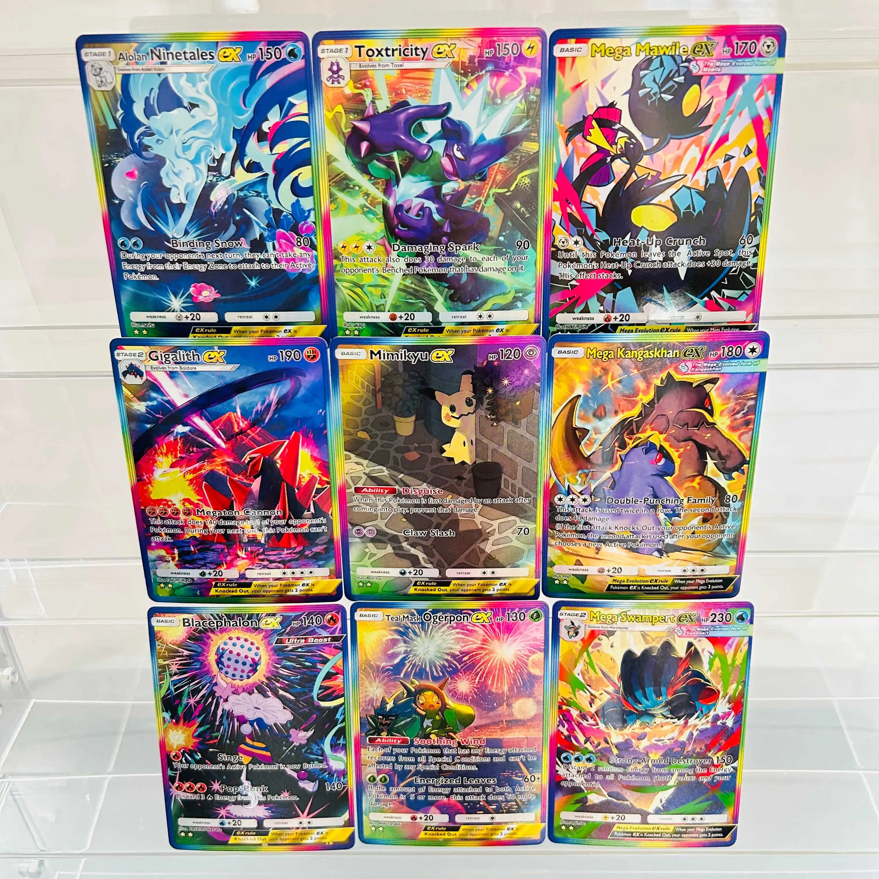 9 Stück Mimikyu Alolan Ninetales DIY Holographische Folienkarten, Perfekter Zustand Premium Anime Sammelkarten