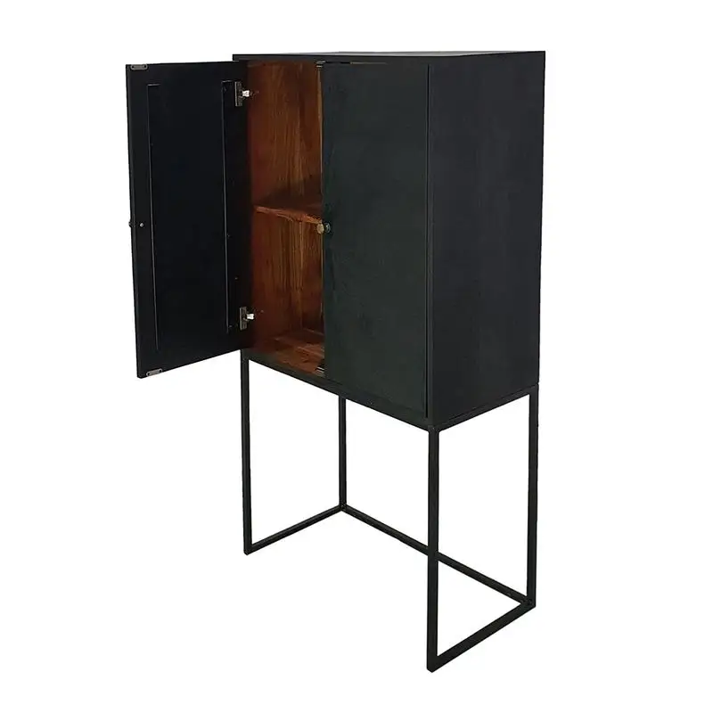 خزانة سوداء منظم تخزين 31.5 × 16.5 × 60 بوصة مع أرفف #6