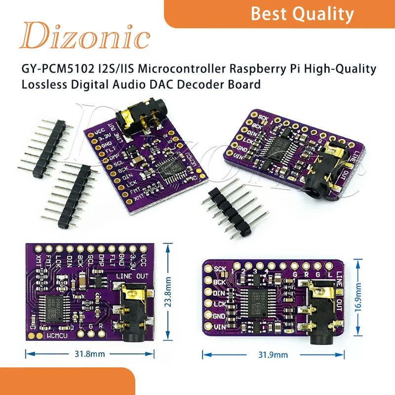 

Dizonic GY-PCM5102 I2S IIS Microcontroller Raspberry Pi High-Quality Lossless Digital Audio DAC Decoder Board
