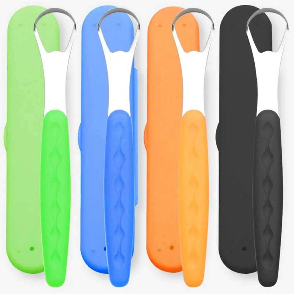 المحمولة النظافة الصحة الفولاذ المقاوم للصدأ أدوات العناية بالفم التنفس الطازج العناية بالأسنان اللسان الأنظف اللسان مكشطة اللسان فرشاة اللسان #5