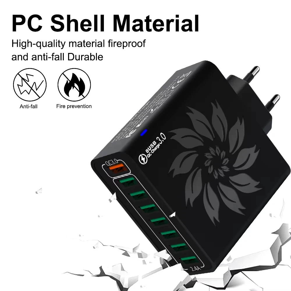 BK319 120 واط 8-Port USB شاحن QC4.0/3.0/2.0 FCP SCP شحن سريع الجدار مهايئ شاحن الاتحاد الأوروبي التوصيل الولايات المتحدة التوصيل ل 16 15 14 13 برو