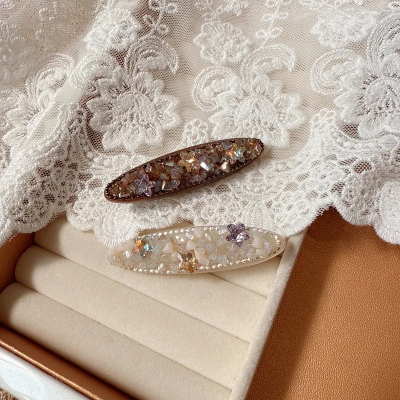 

Korean Sweet Crystal Inlaid Acetic acid Hair Clip, Sparkling Rhinestone Side Barrette, Elegant Hair Accessory for Women