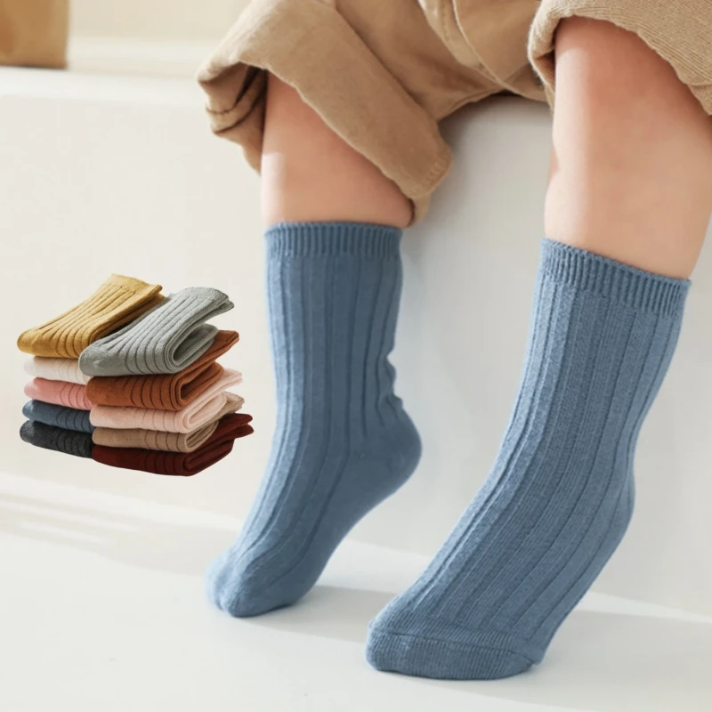 

Kids Fashion Mid-calf Socks Baby Striped Cotton Long Socks Girls Boys School Student Uniform Socks Children Clothing Accessories