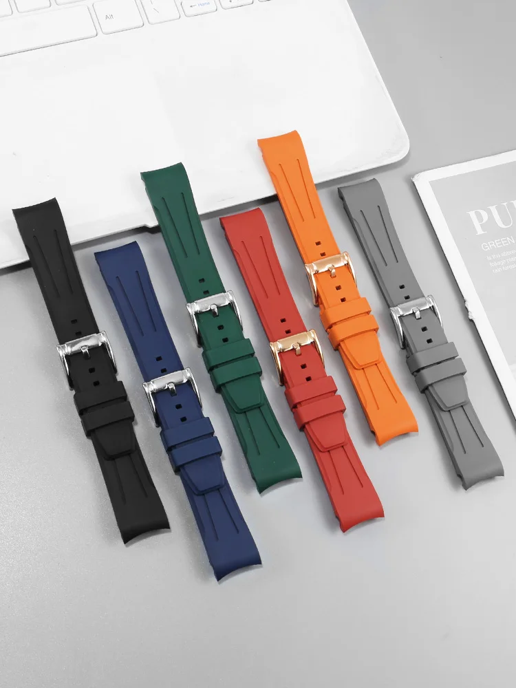 Fluorororubber Watch Strap, Suitable for Major Brands of Watches, Arc Strap Accessories 20/22mm