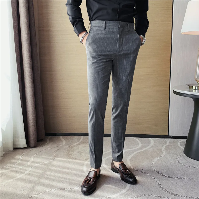المتضخم حجم 42 40 الربيع الصيف موضة جديدة شريط البدلة السراويل الكورية سليم صالح الأعمال ملابس رسمية مكتب بنطال رجالي غير رسمي