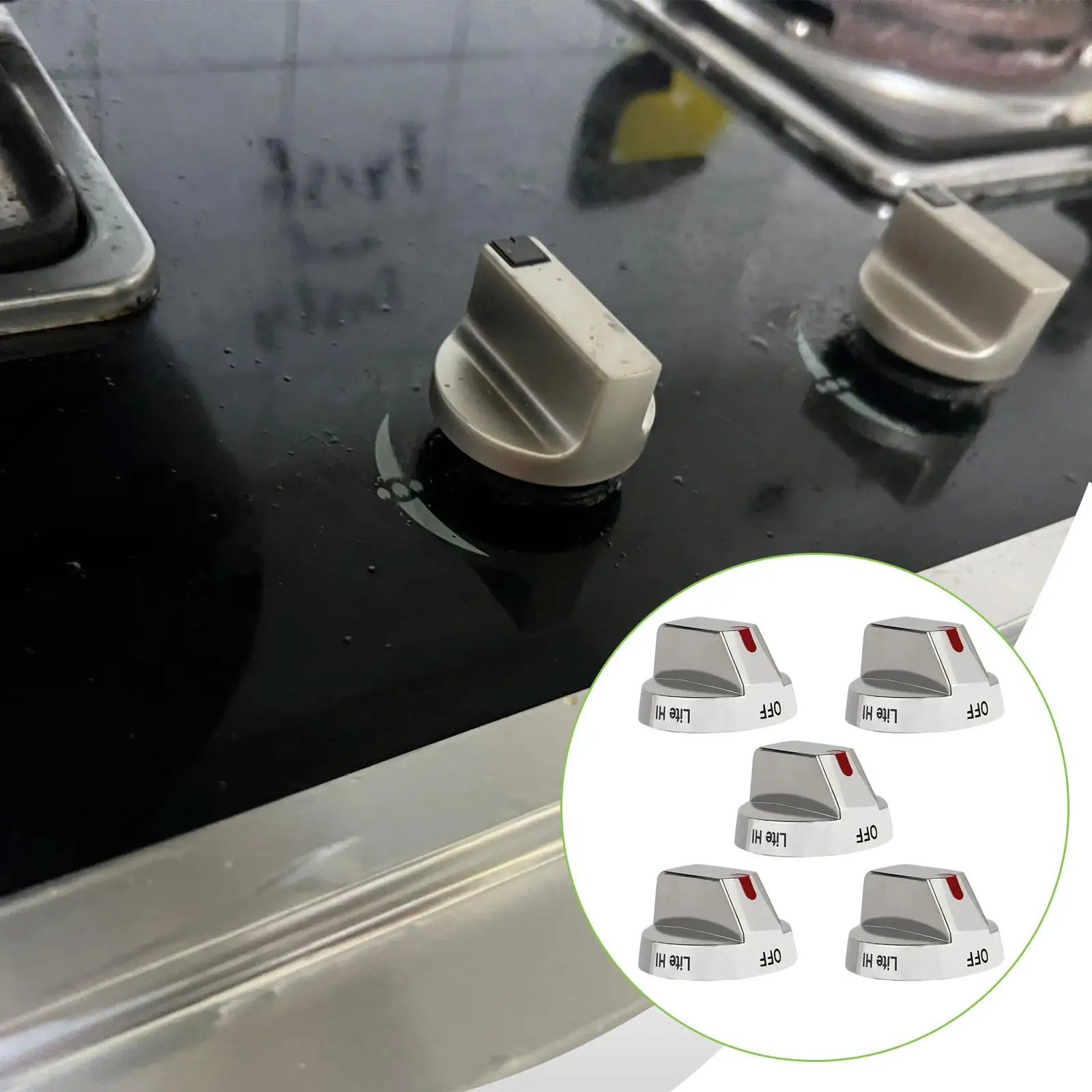5x Gas Cooktop Knob, Control Switch Cooktop Burner Control Knobs, Stovetop Knob AP5917439,
