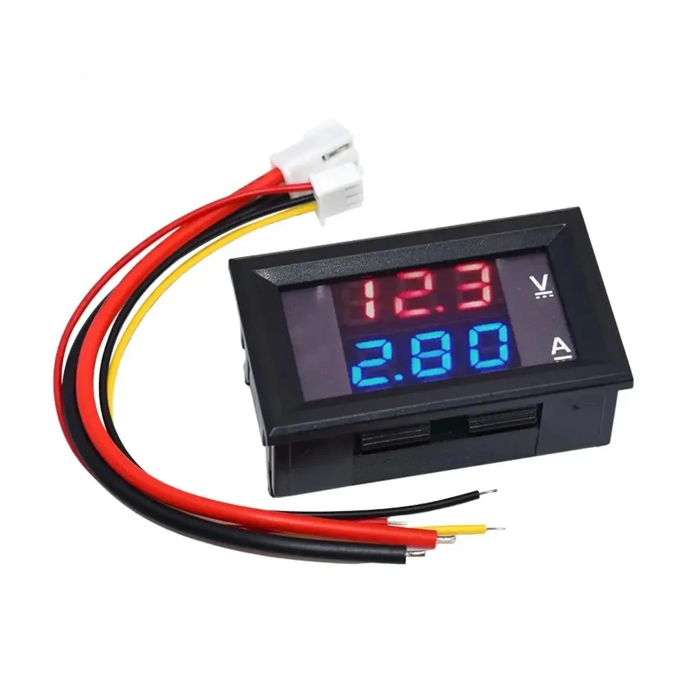 DC0-100V 10A50A100A Digital Voltmeter Ammeter Dual Display Voltage Detector Current Meter Panel Amp Volt Gauge 0.28 Red Blue LED