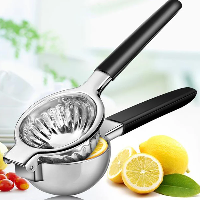 LemonSqueezerSexprimidor de cítricos manual grande de acero inoxidable, cuenco de jugo de metal duradero con agarre antideslizante, calidad superior, plata
