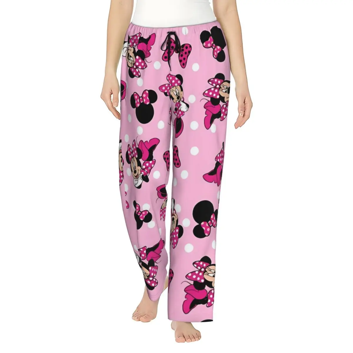 

Custom Minnie Mickey Mouse Cartoon Animation Pajama Pants Sleepwear Women's Elastic Waistband Sleep Lounge Bottoms with Pockets