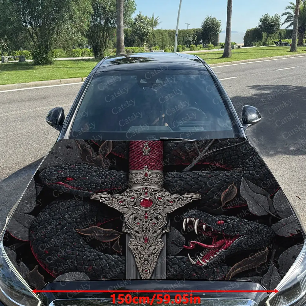 Poisonous Snake And Sword Car   Wrap, Car   Decal, Car   Sticker, Truck   Wrap, Bonnet Wrap