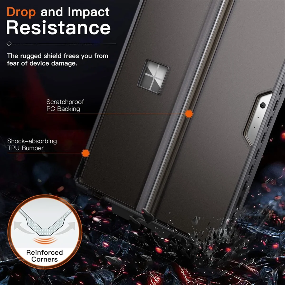 BVBV Tablet-Hartschale für Microsoft Surface Pro 7 Plus 6 5 Pro 4 LTE, stoßfeste, robuste Folio-Schutzhülle,B