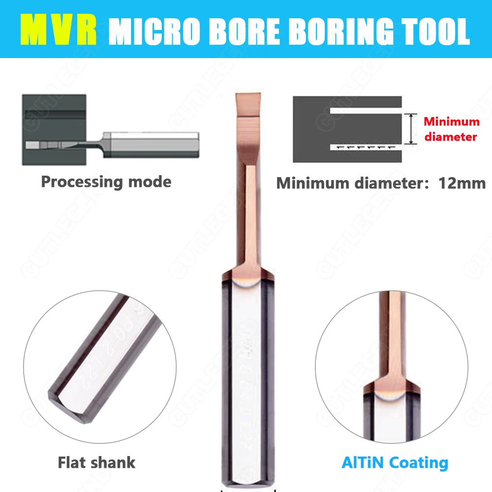 HRC65 MVR Micro Bore Boring Tool Face slotting Tool Machining Carbide Turning MVR 6mm MVR 8mm Boring Cutter For Steel Aluminum