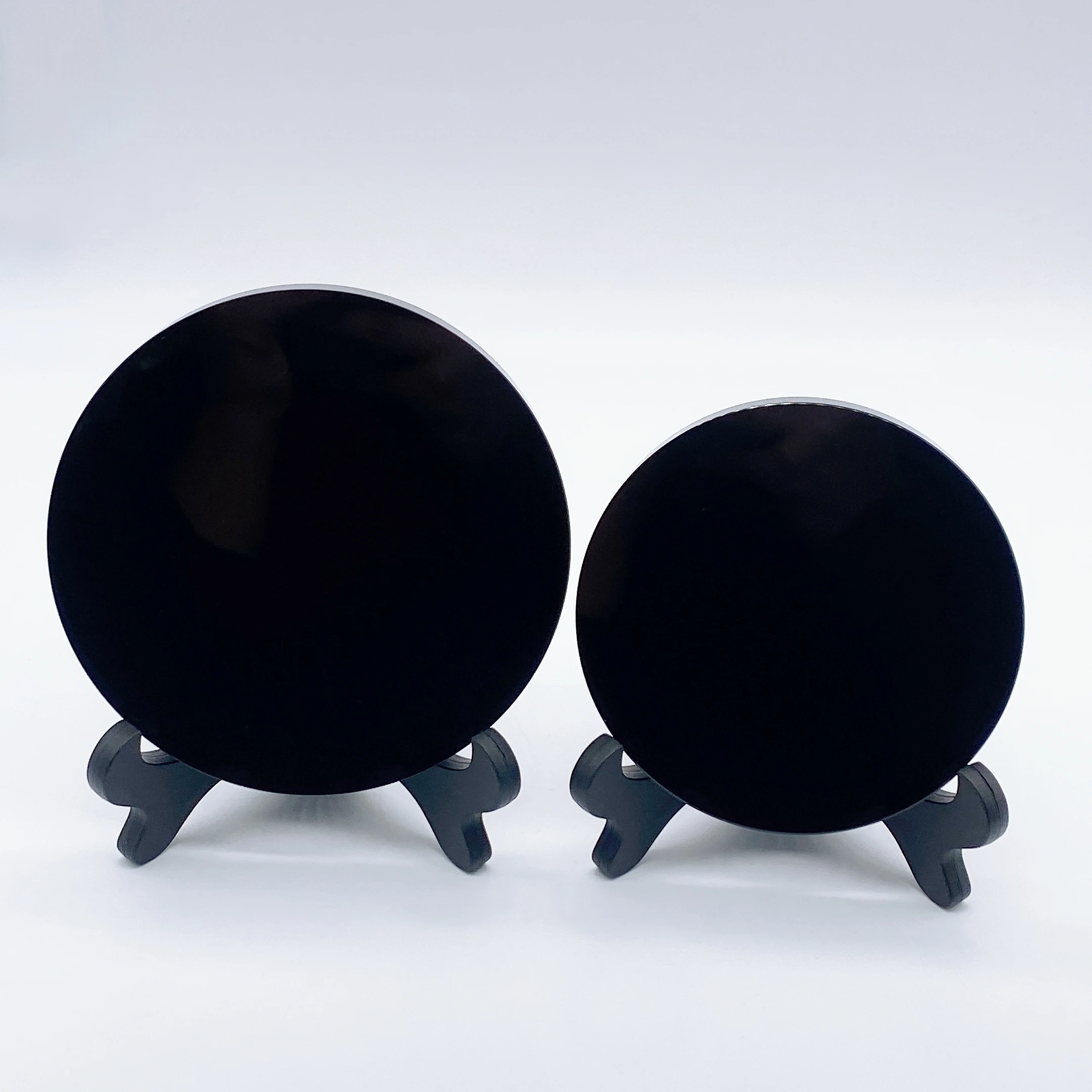 Natural Black Obsidian Circle Disk Round Plate Scrying Mirror Crystal Quartz Magic Witchcraft Stone Healing Home Office Decor