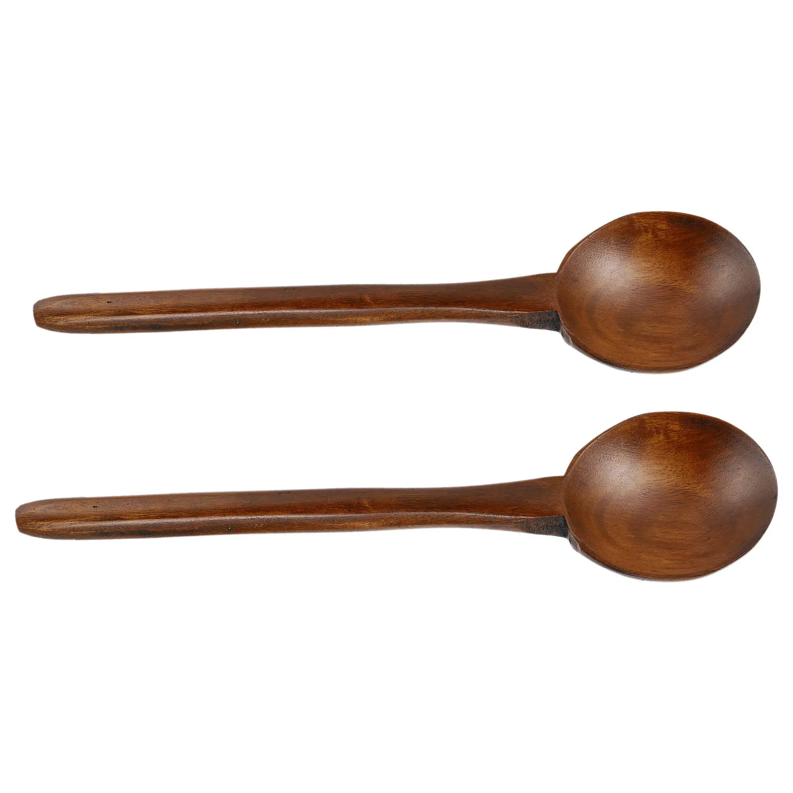 2Pcs Natural Wood Soup Spoon Long Handle Nonstick Friendly for Asian Noodle Soups Porridge Stew Rustic Kitchen Serving Ladle