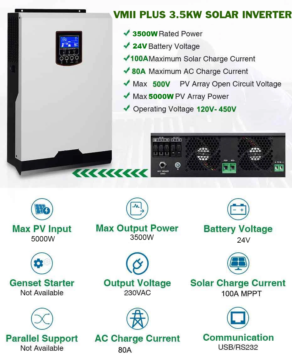 3500W 3.5Kw Off Grid Solar Hybrid Inverter With Built in 100A MPPT Controller