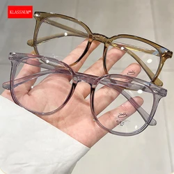 KLASSNUM Women Large Frame Anti-blue Light Glasses Transparent Computer Glasses Retro Ultra-light Glasses Flat Mirrors 2025 New
