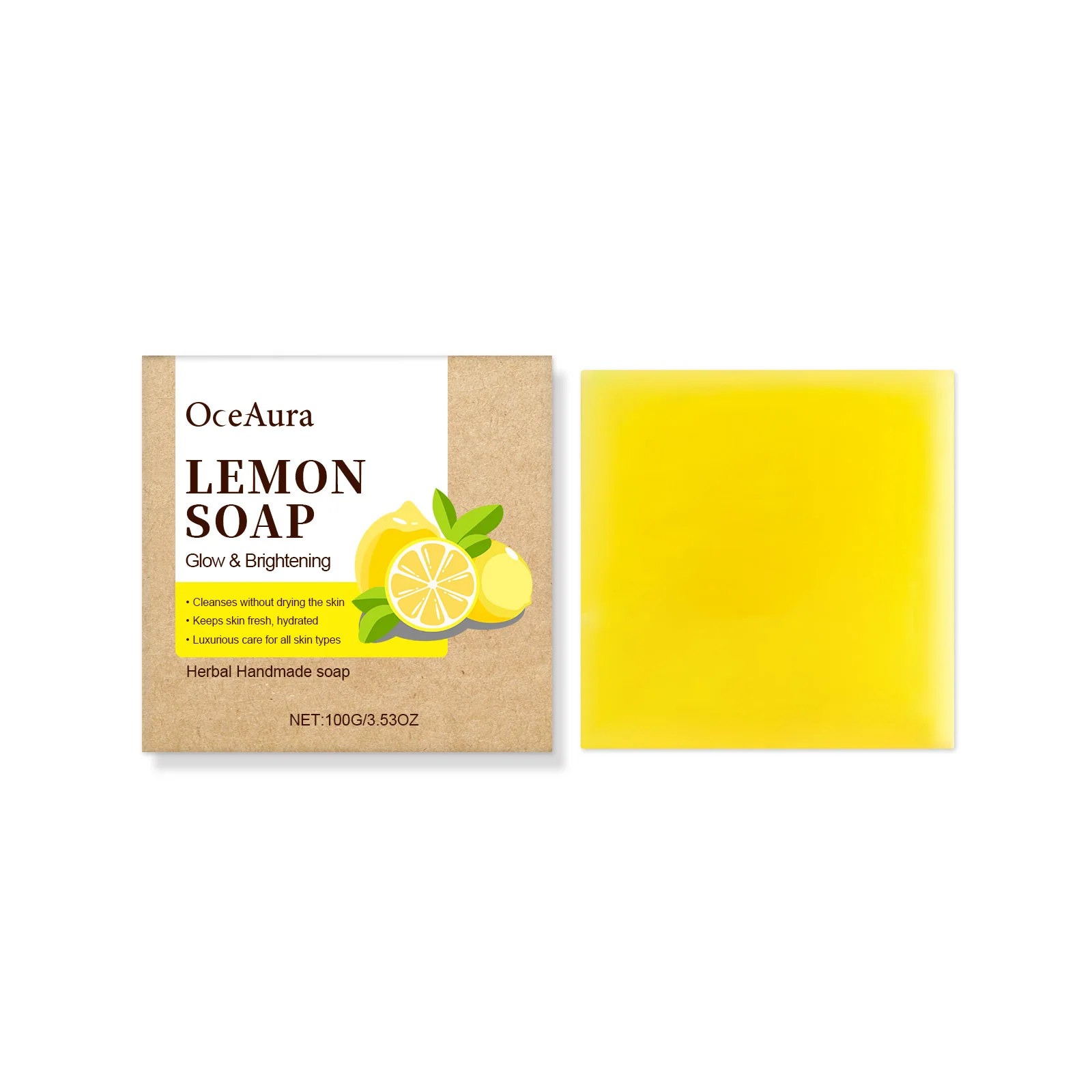 

OceAura Lemon Herbal Vitamin C Soap Cleanser Body Skin Bath Mild Clean Refreshing Oil Control Skincare Soap 2pcs