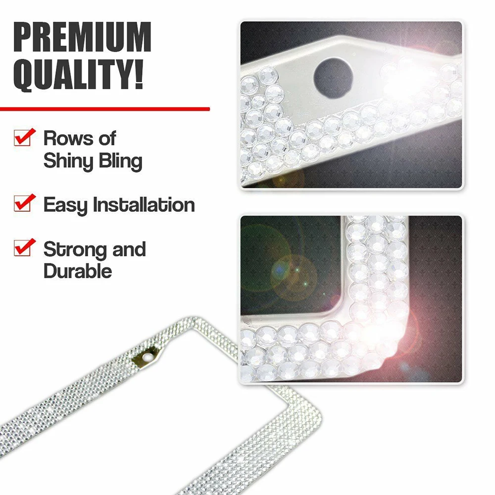 License Plate Frame For US Car Bling Glitter Rhinestone Holder