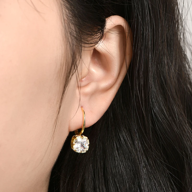 Abestecom Cushion Cut D Color VVS1 GRA Moissanite Lever Back Drop Earrings Sparkling Design Anniversary Women Fine Jewelry Gift