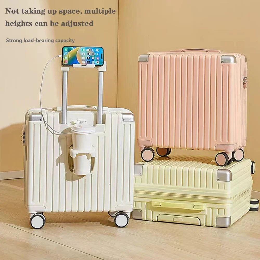 

New Design Wide Handle Suitcase Men Carry-On Luggage Women Travel Trolley Case 18 20 Inch Cabin PC Aluminum Frame M9275