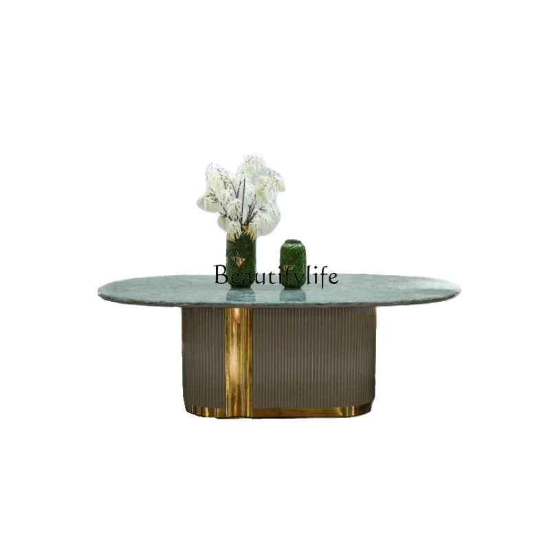 Nordic light luxury marble dining table and chair combination modern simple casual rectangular table