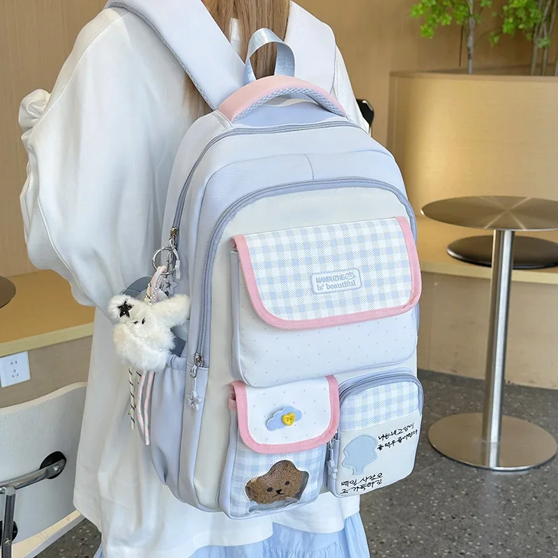 Japanese Casual Student Schoolbags Young Girls Cute Backpack Middle School Students Schoolbags Large Capacity Durable Rucksack
