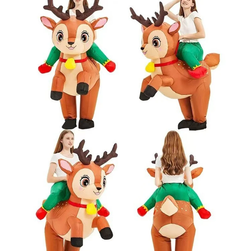 Christmas Adult Inflatable Fancy Dress Santa Claus Snowman Elk Kids Inflatable Clothes Unisex Party Cosplay Funny Costume