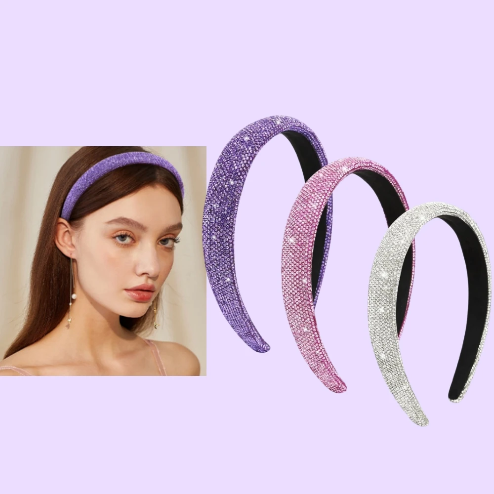 

Набор из 3 блестящих повязок для волос со стразами для женщин, нескользящие повязки на голову, аксессуары для гостей на свадьбу, набор блестящих украшений для волос на день рождения