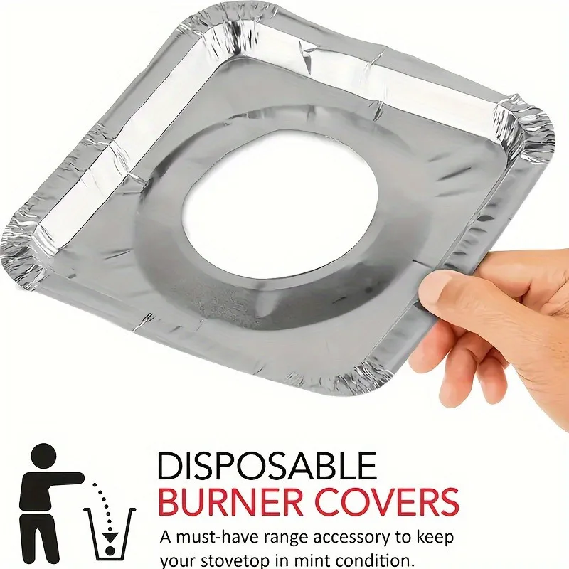 50-Piece Easy-Clean Aluminum Gas Stove Burner Covers - Heat-Resistant, Disposable Protectors For Clean Kitchens