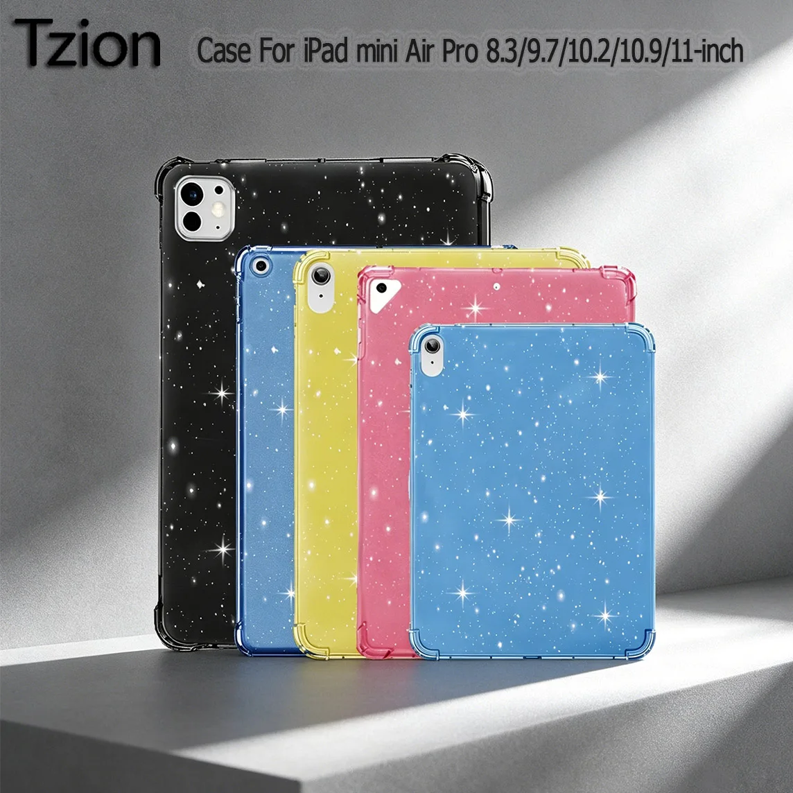 

Glitter Case for iPad Air mini Pro 8.3 9.7 10.2 10.9 11 A16 11th 10th 9th 8th 7th 6th 5th Gen Soft TPU with Air Bumper Crystal