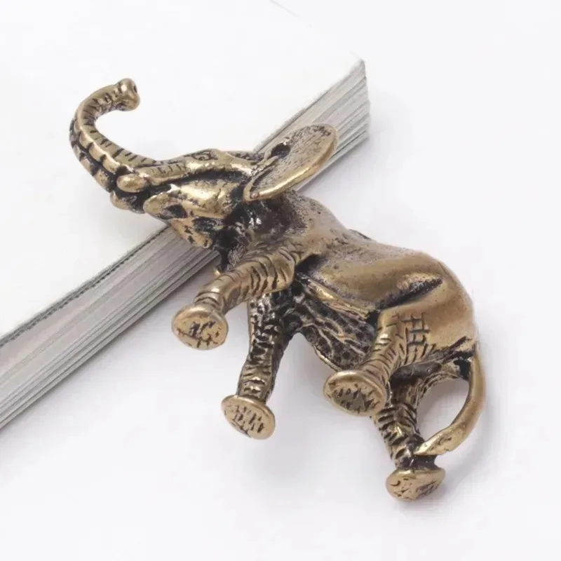 Vintage Bronze Copper Elephant Miniatures Tea Table Pet Ornaments Solid Metal Animal Craft Living Room Home Decoration