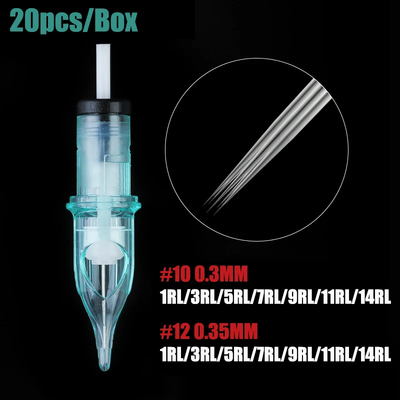 

20pcs Disposable 0.3MM 0.35MM Tattoo Cartridge Needles RL Round Liners Shader Sterilized Microblading Makeup Tattoo Supply New