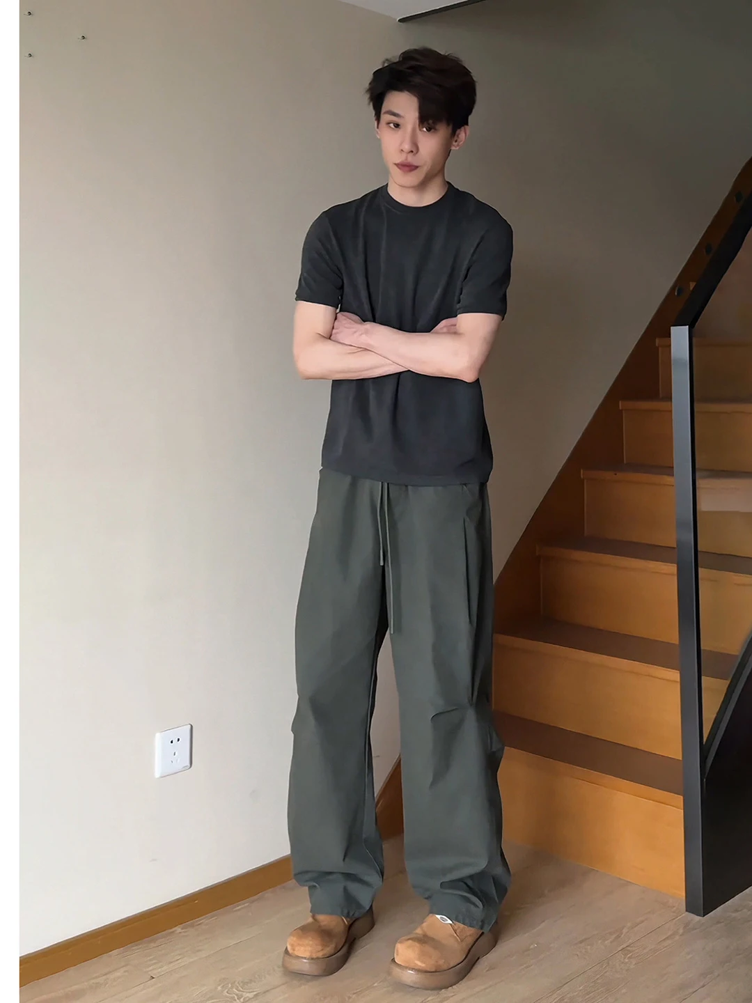 Military een Folded Workwear Pants Men's Spring Drape Wide Leg Casual Trousers American High Street Paratrooper Knife Pants