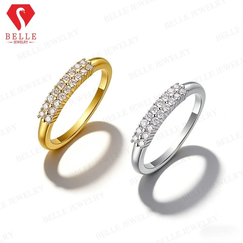 

925 Silver Moissanite Ring Round D Color 1.5mm Custom Style White/Yellow Gold Fashion Design Fine Jewelry Accessory for Women