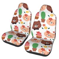 cute little bear 2pcs Print Car Seat Covers for Women and Men, Universal Auto Front Seat Protector Fits for Car, SUV Sedan,
