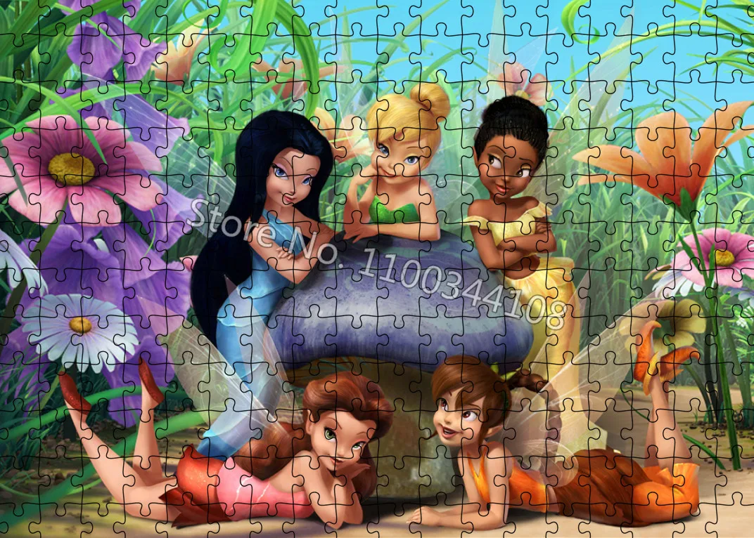 Disney Movie Fairies 300/500/1000 Pcs Puzzles Tinker Bell Jigsaw Puzzle Educational Toys Adult Decompression Game Handmade Gift