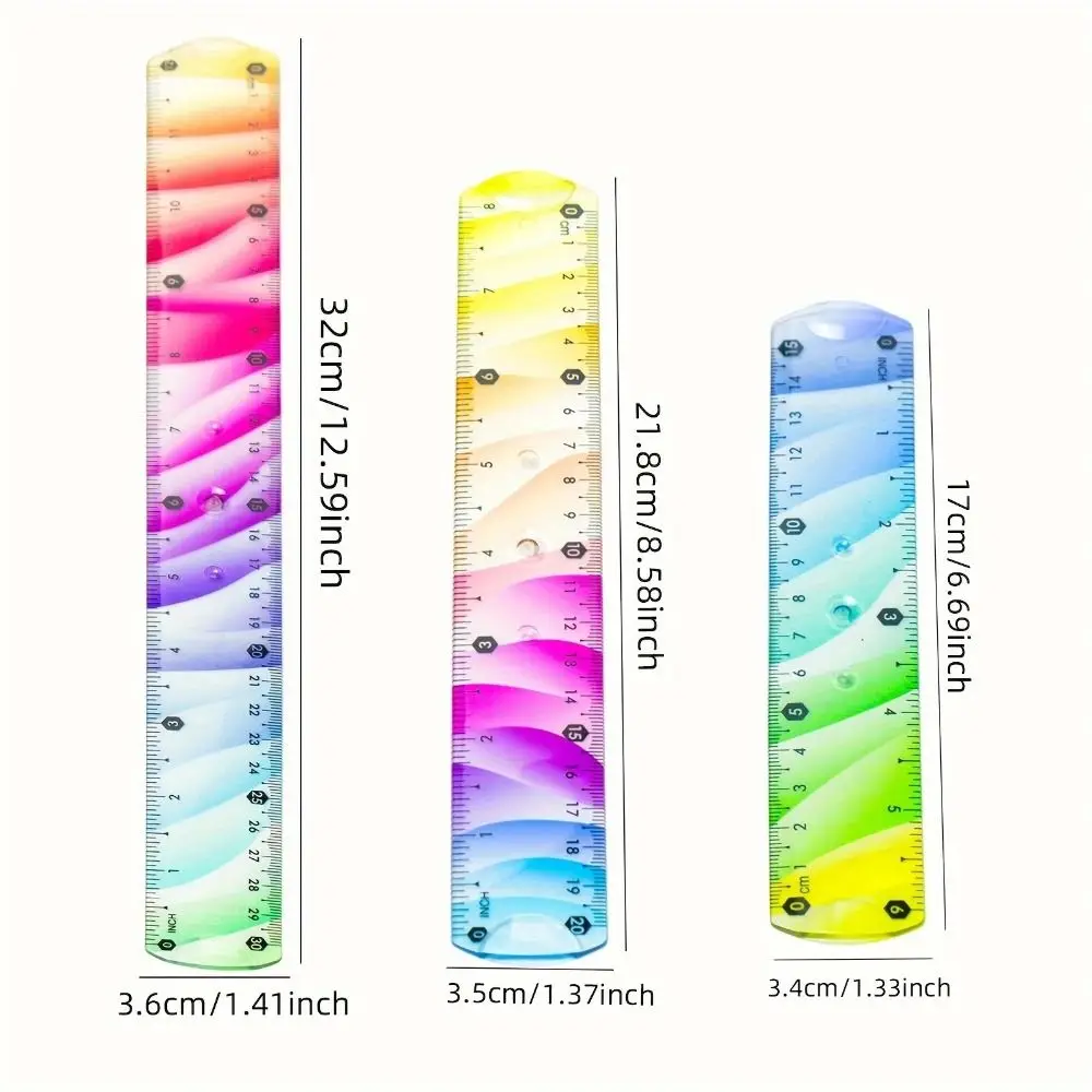Durable Plastic Soft Ruler Set Flexible Freely Bendable Straight Ruler Drawing Measuring Tools 20/30CM Set Square Gift