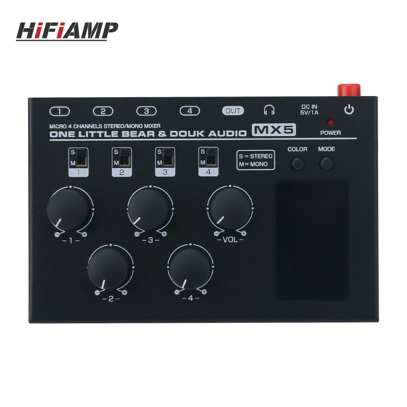 One Little Bear MX5 Mono/Stereo 4 Channel Mixer Ultra Low Noise Linear Mixer w/ 6.35mm/3.5mm Jacks