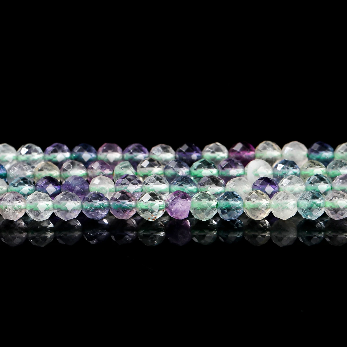 7A Natural Multicolor Fluorite Faceted Beads Round Loose Spacer Gemstone Bead for Jewelry Making Diy Necklace Bracelet Accessory