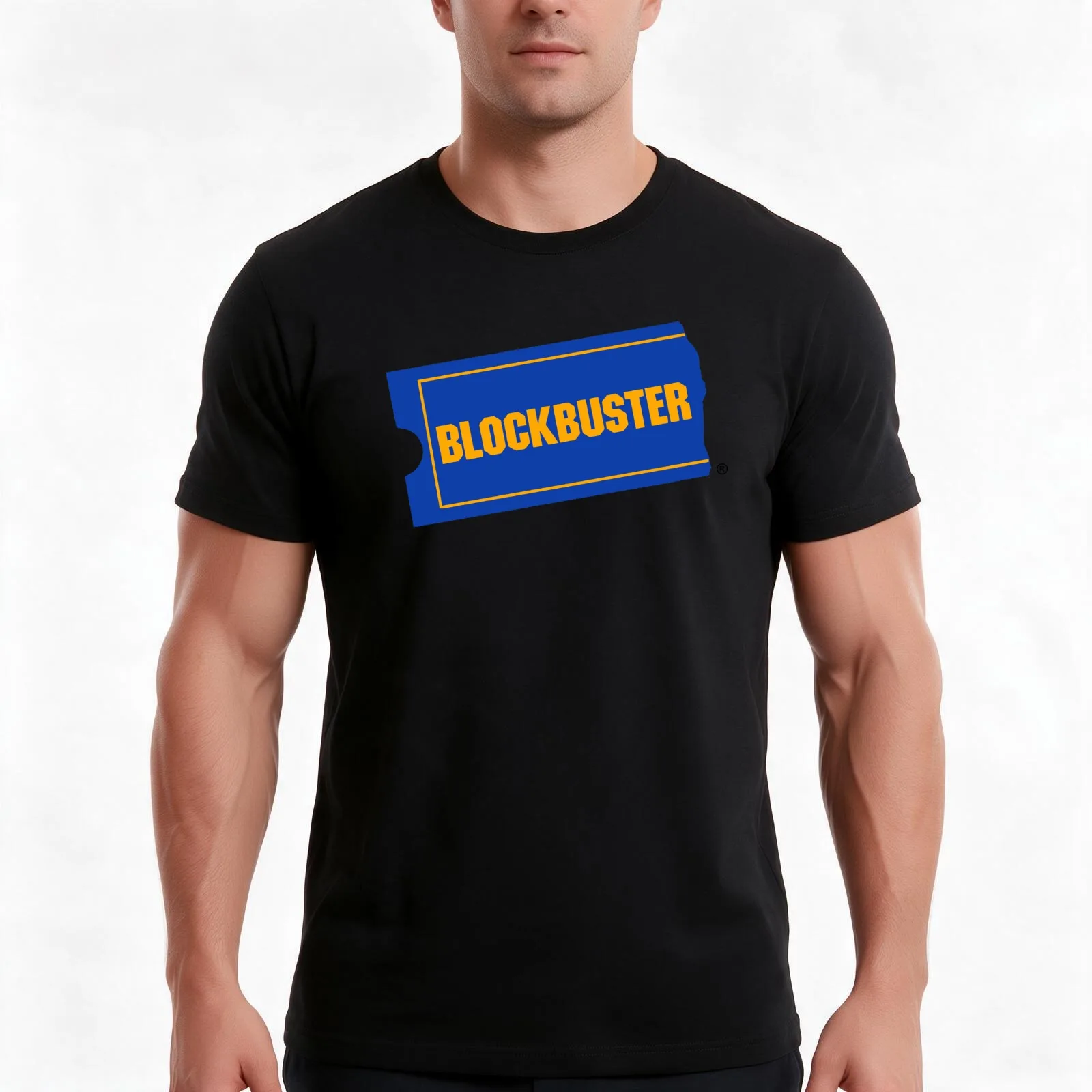 Blockbuster T-Shirt, Summer Casual Cotton Tee, Oversized Streetwear Tops, Vintage Graphic Print, Loose Fit Short Sleeve