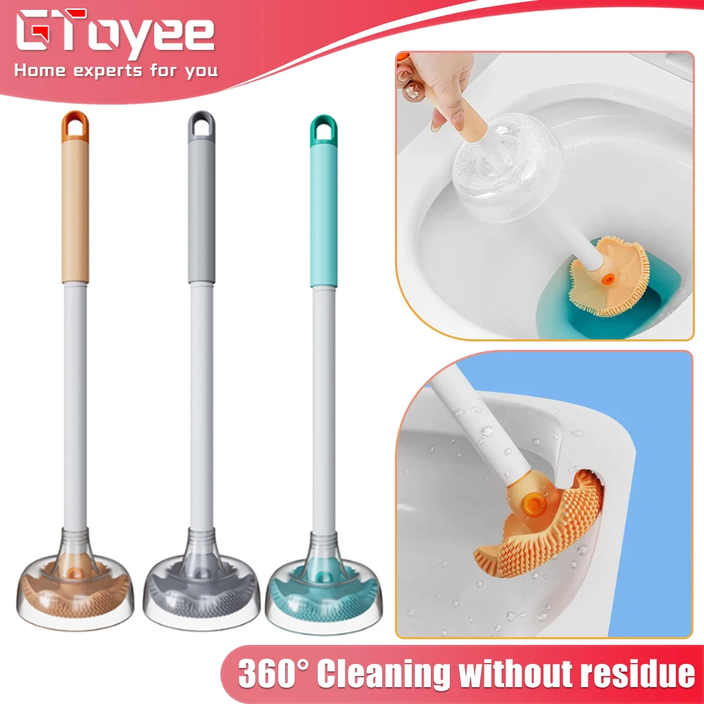 Wall Mounted Toilet Brush Quick-drying Toilet Cleaner 360° Cleaning Octopus Brush and Hidden Tweezer WC Kit Bathroom Accessories