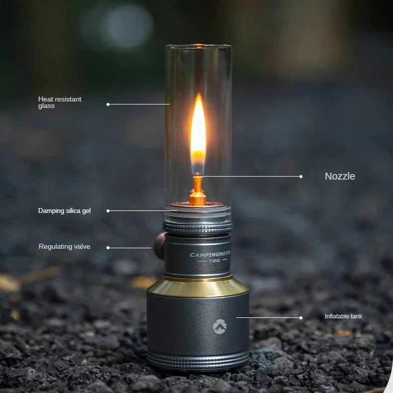 CAMPINGMOON Camping Gas Lamp T-1D Outdoor Camping Atmosphere Candle Lamp with Gas Canister Inflation Optional