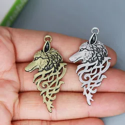 3Pcs/lot Viking Wolf With Celtic Knot Charm Punk Wolf Head Pendant For DIY Necklace Earrings Handmade Jewelry Making Accesories