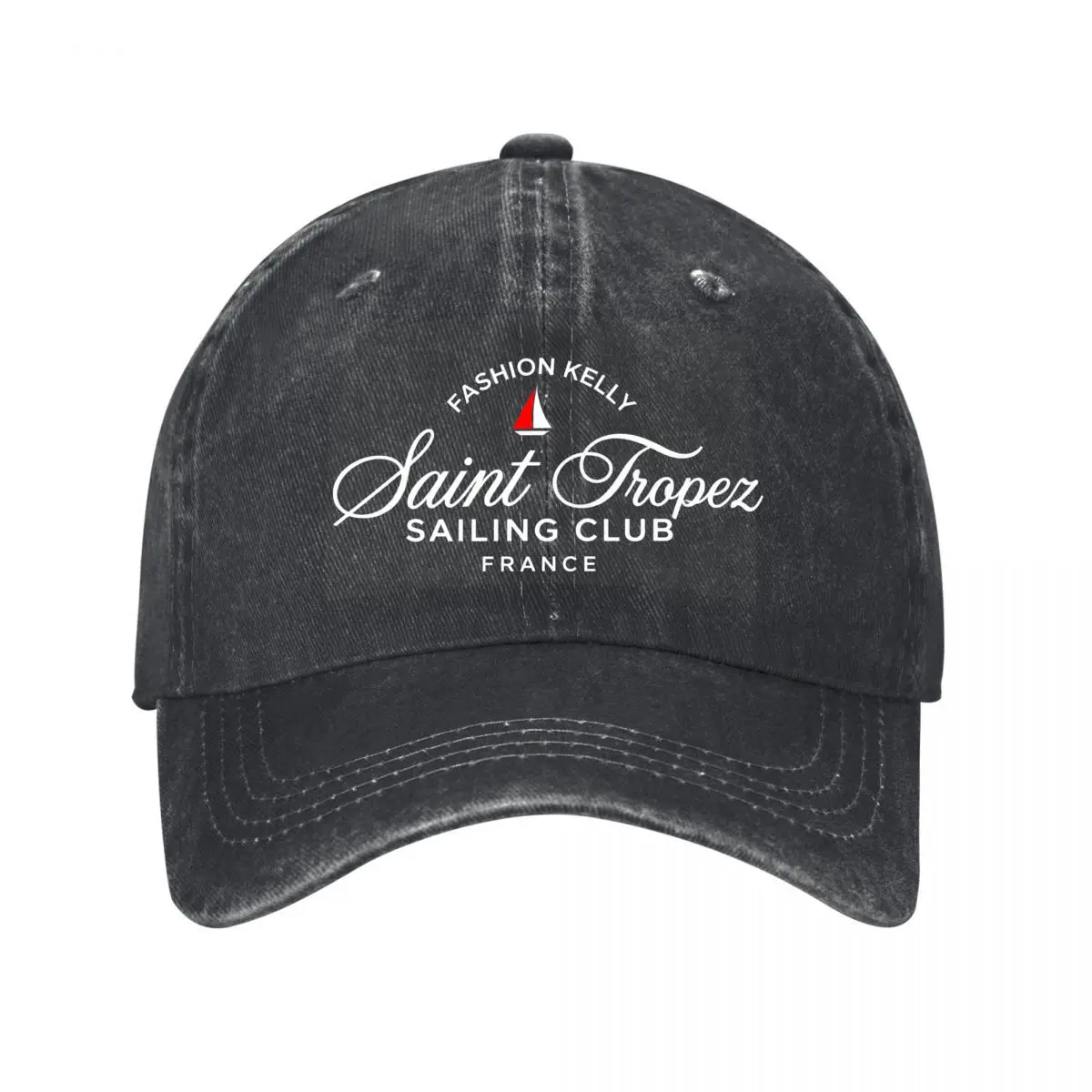 Saint Tropez Sailing Club France Red Sailboat New Vintage Washed Cotton Baseball Cap Sun Hats